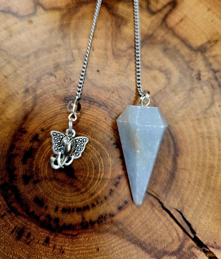 Angelite Pendulum with Elephant charm
