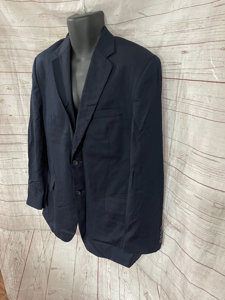 Acustom Apparel Blazer Sport Coat Two Button Navy Wool Size 42 Long