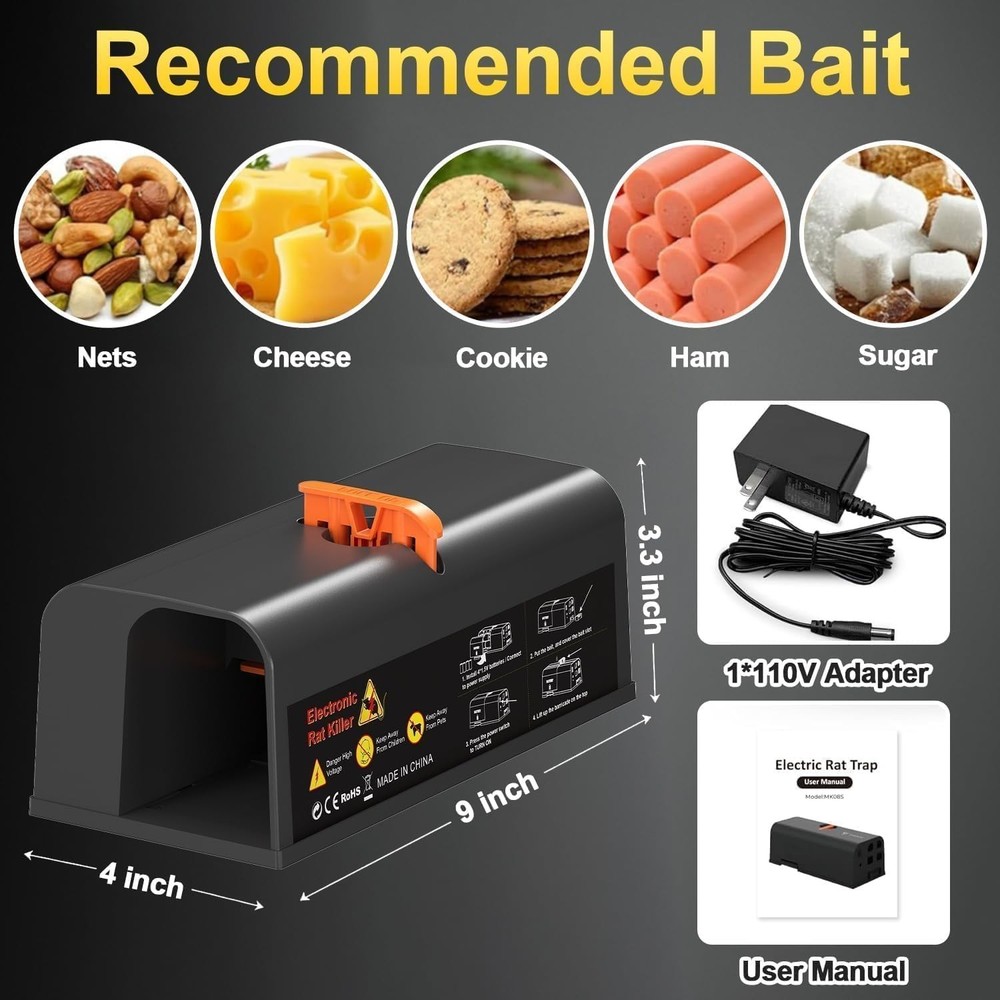 Electronic Mouse Trap Control Kill Big Rat Pest Electric Rodent Zapper