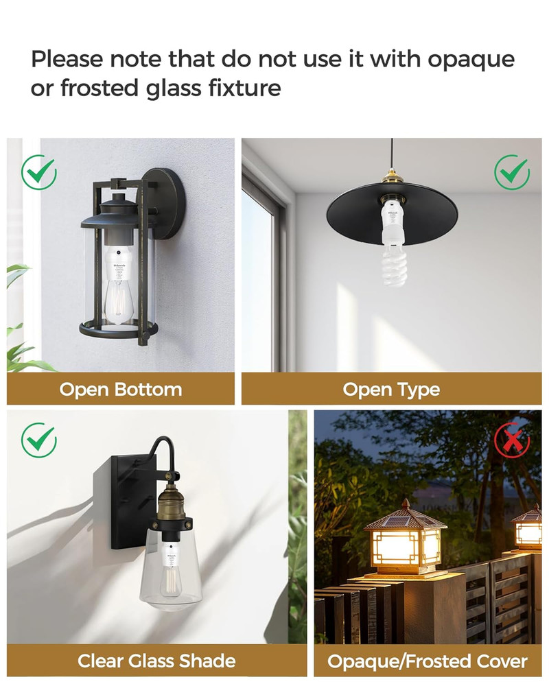 Dusk to Dawn Light Sensor Socket Adapter, E26 Base, 360° Sensor, 4 Pack, UL