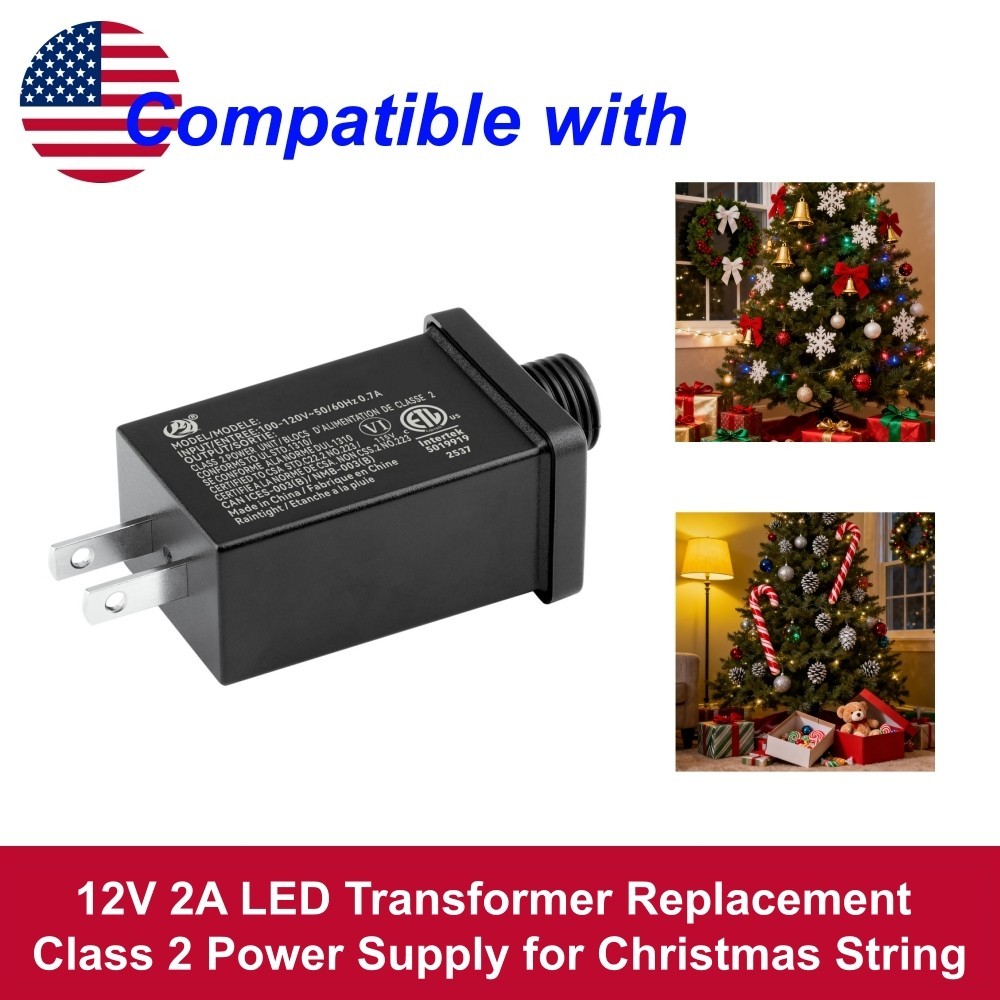 12V 2A LED Transformer Replacement Class 2 Power Supply for Christmas String