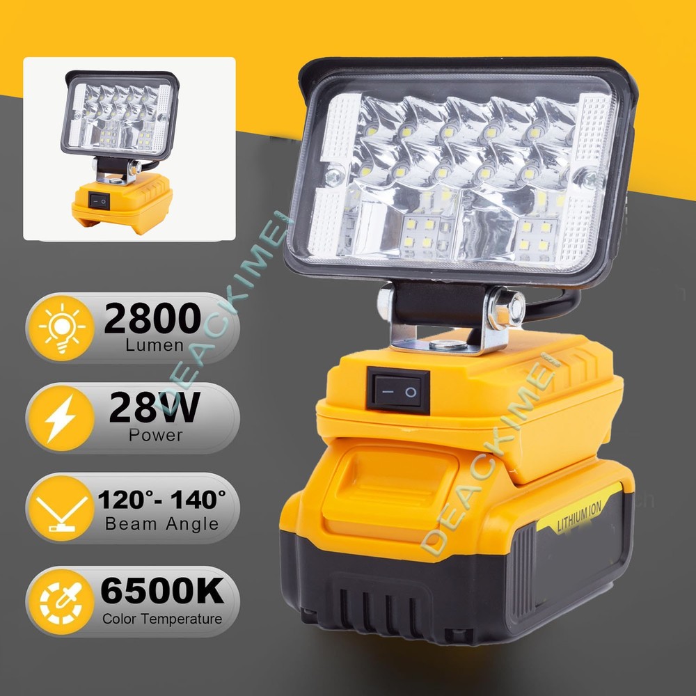 Cordless Led Work Light For Dewalt 20V Battery Flood Light Portable Flashlight