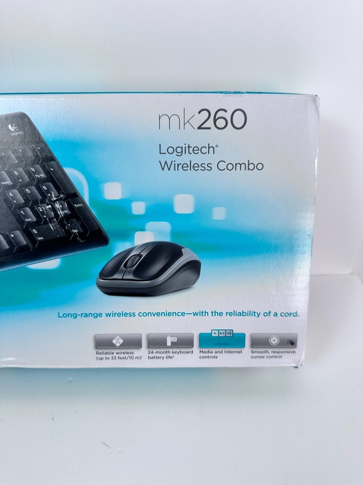 Logitech MK260 Wireless Keyboard Mouse Combo Black USB Receiver Open Box