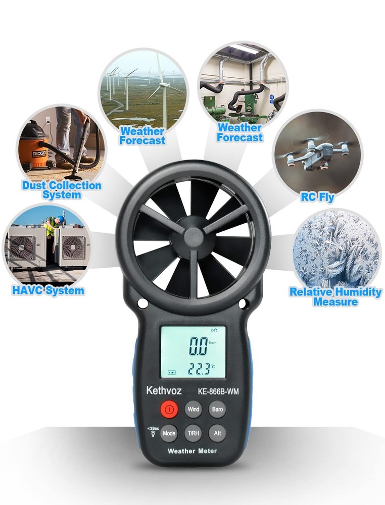 Digital Anemometer Handheld Wind Meter for Measuring Wind Speed, Wind...
