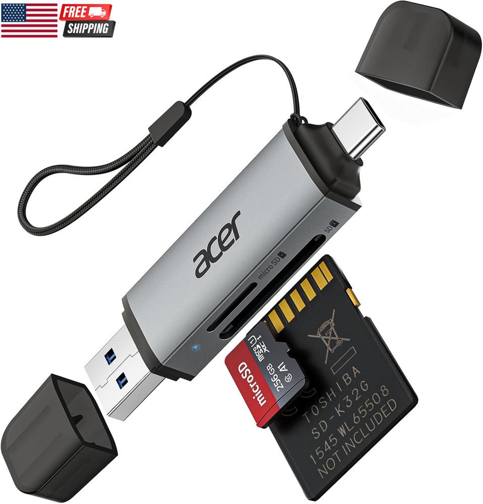 SD Card Reader USB C, Dual Slots USB 3.0 Type C to Micro SD Card Adapter, Memory