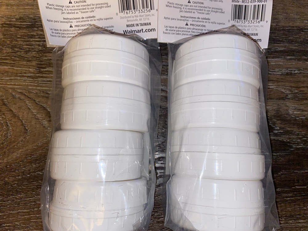 Mainstays ~ Plastic Storage Caps Regular Mouth Canning Lids Reusable ~ 16-Pack