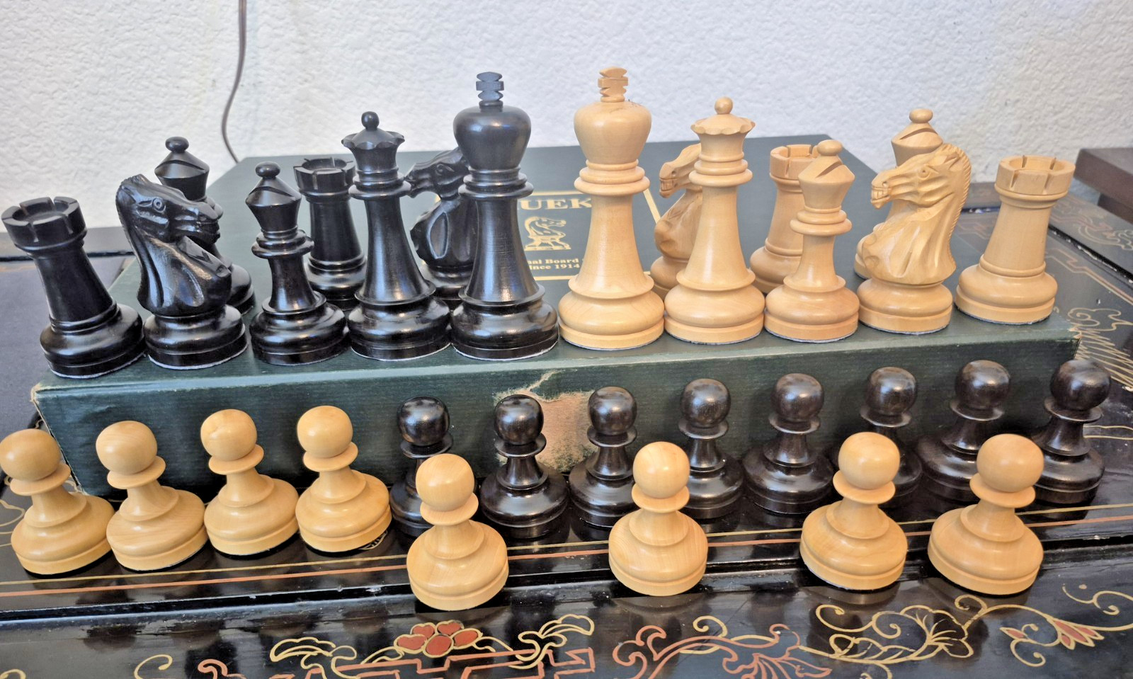 Drueke Luxury Box Wood Ebony Staunton Chess Set 4" King Players Choice? Weighted