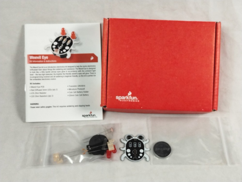 SparkFun Electronics Beginning Soldering Weevil Eye Kit 10723 Educational NOS