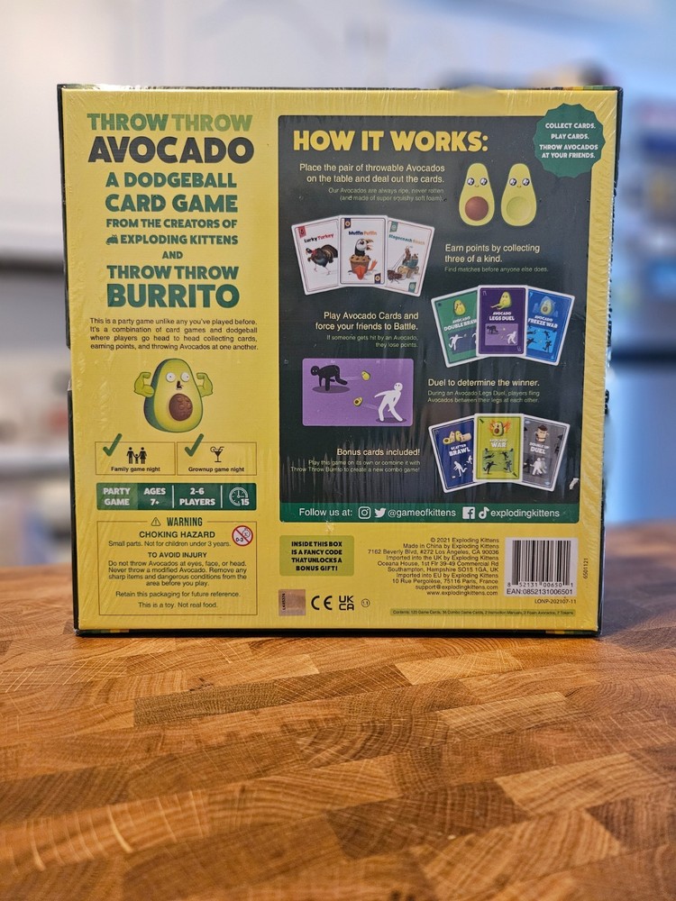 Throw Throw Avocado by Exploding Kittens - A Dodgeball Card Game Party Fun
