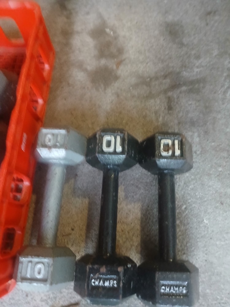10 and 12 pound dumbbells