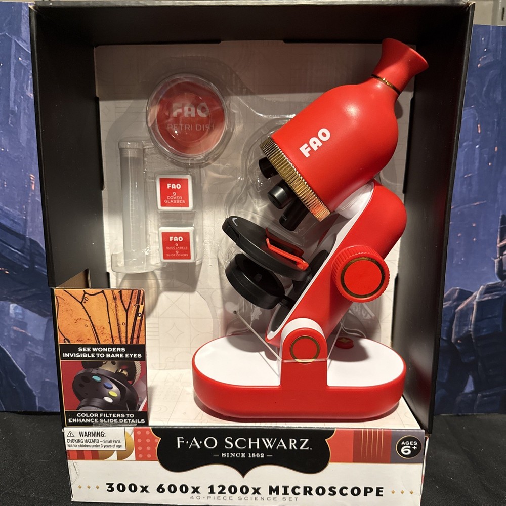 FAO Schwarz Kids' Microscope Set High Magnification Built-in Light 40pc