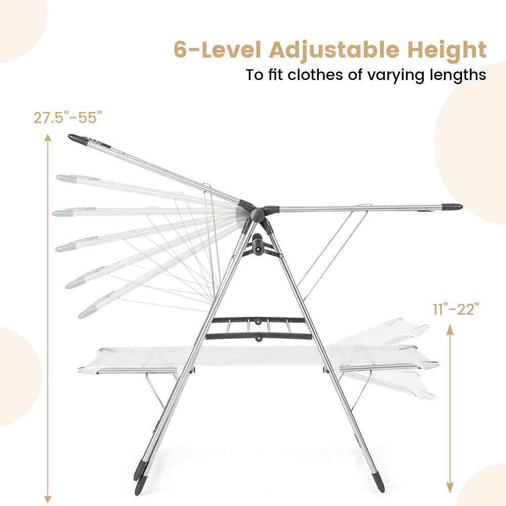 Folding Clothes Drying Rack 2-Tier Metal Laundry Drying Rack Laundry Drying Rack