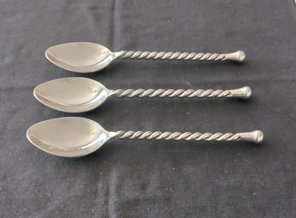3 Hampton Silversmiths CAROUSEL Teaspoons 7 1/8" Twist Handle