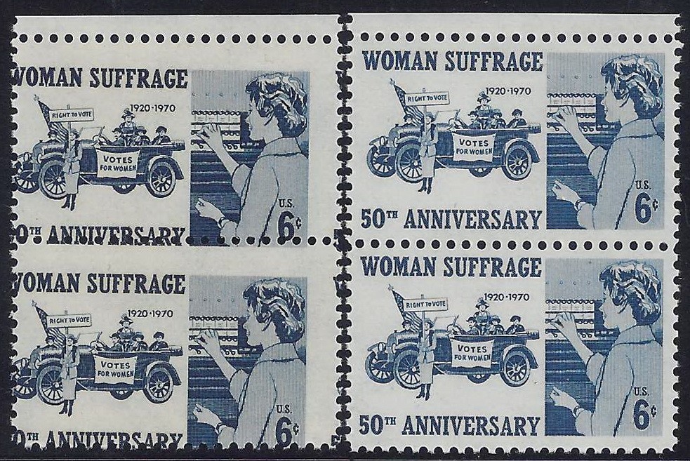 1406 - 2Way Margin Misperf Error / EFO Pair "Woman's Suffrage" Mint NH