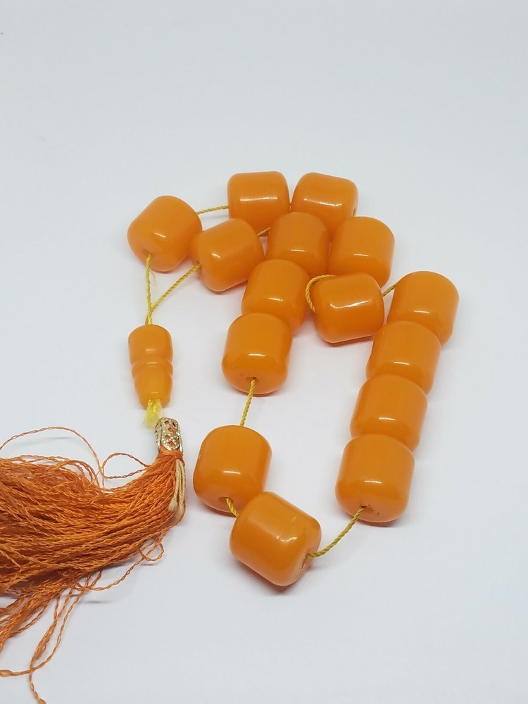 Vintage Egg Yolk Lucite Plastic Praying Beads Tassel