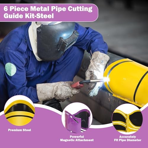 6 Piece Metal Pipe Cutting Guide Kit, Pipe Saddle Template Cutting Guide，Pipe