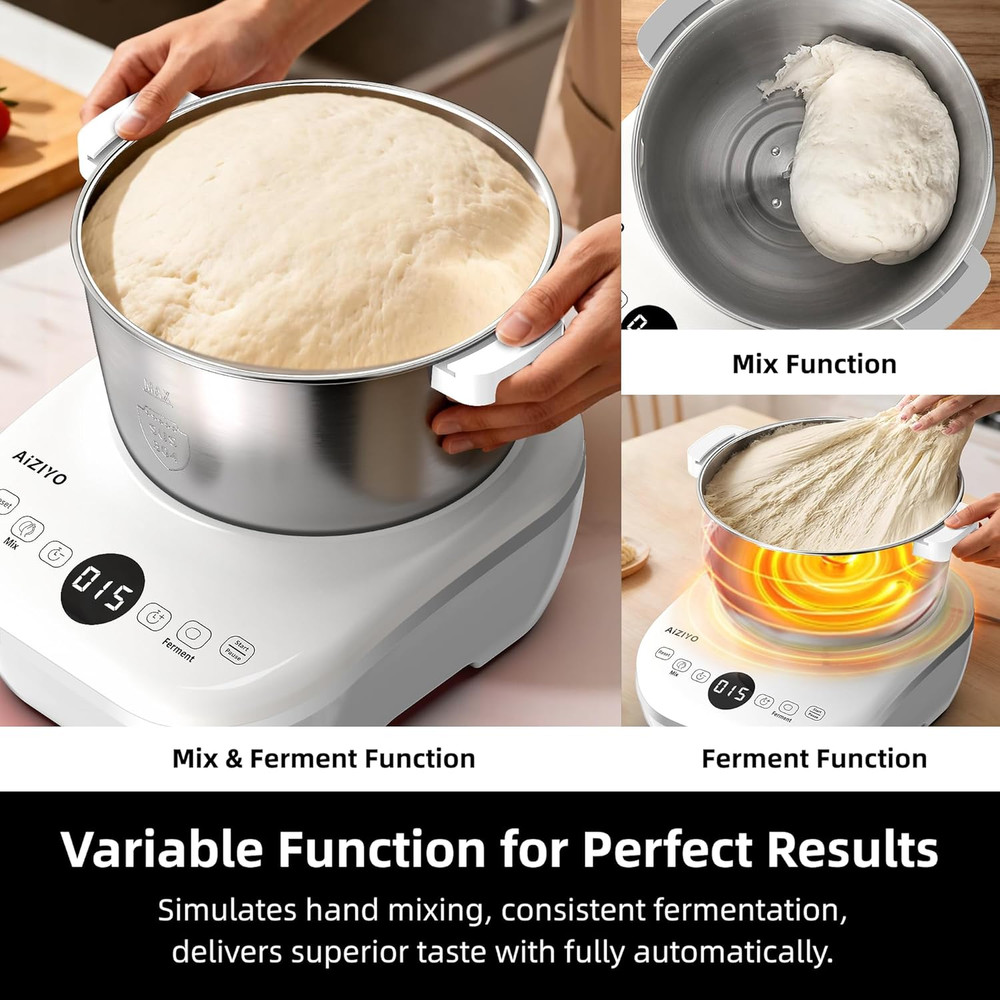 Doughchief, 7.4QT Dough Maker, Dough Mixer with Ferment Function, 304 Stainless