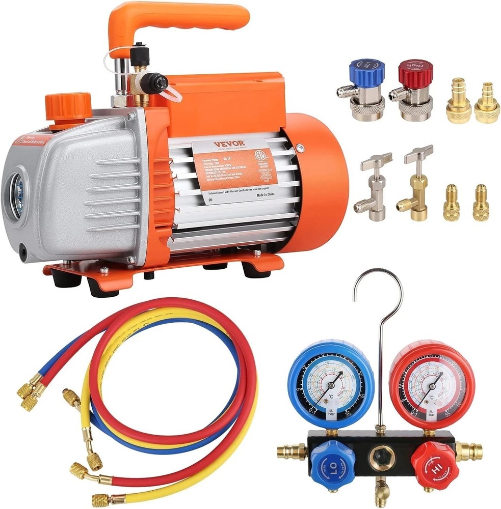 Versatile AC Vacuum Pump Kit with R134a & R1234yf Adaptors - Complete Solution