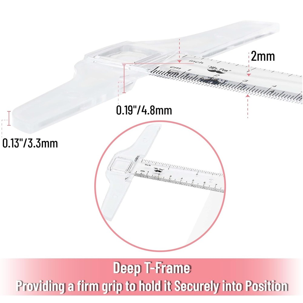 - 12 Inch Plastic T-Square, 3-Pack - Drafting & Crafting T-Square Ruler - Clear