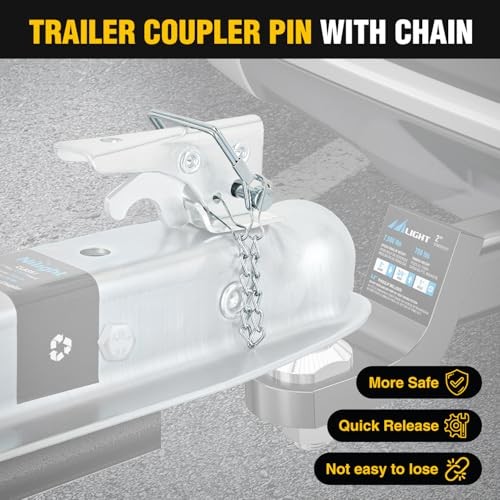 Straight Trailer Coupler with Security Latch&Chain for 2 2"x2-1/2"/3500Lbs