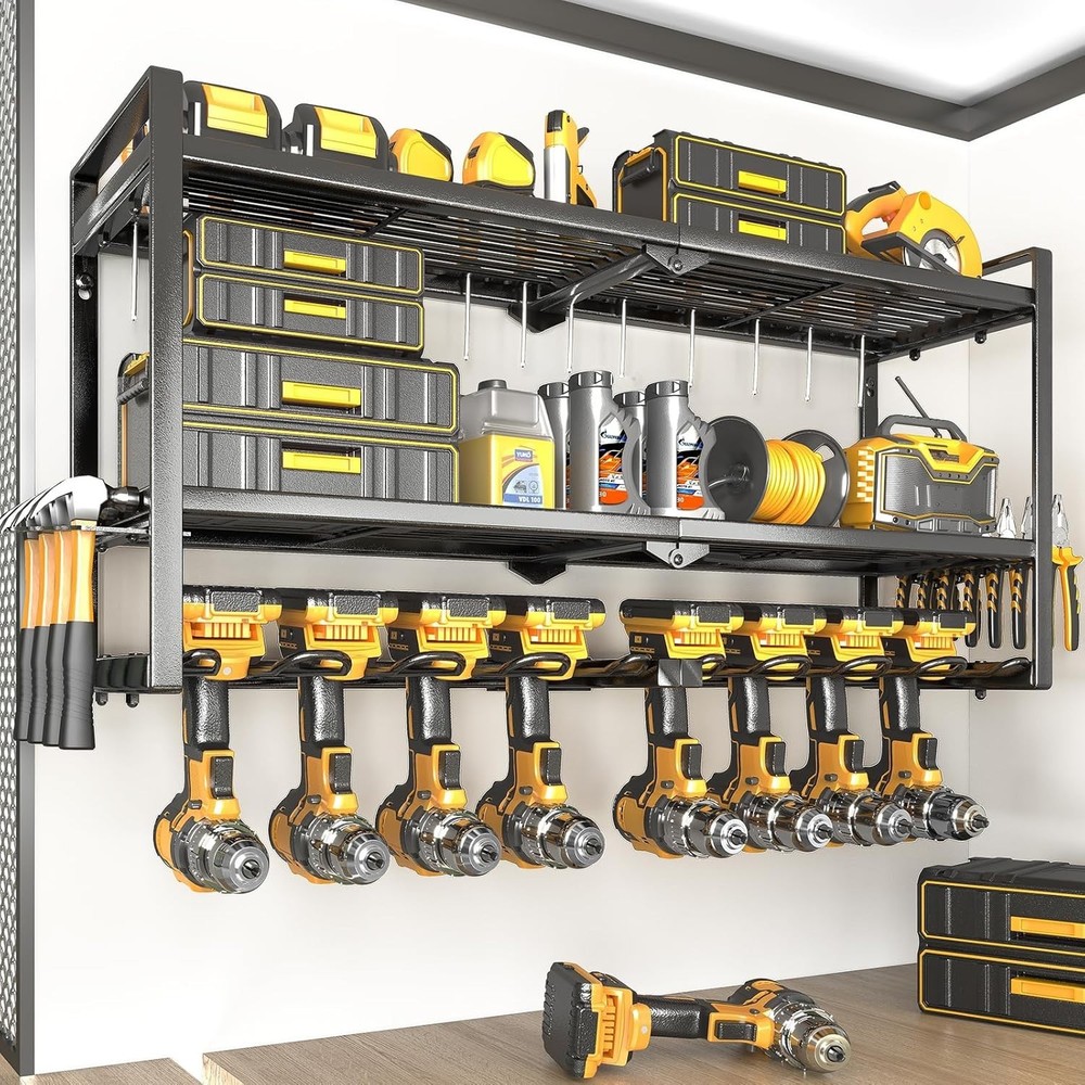 Power Tool Organizer 8 Drill & Screwdriver Wall Mount 3 Layer Storage Rack W/