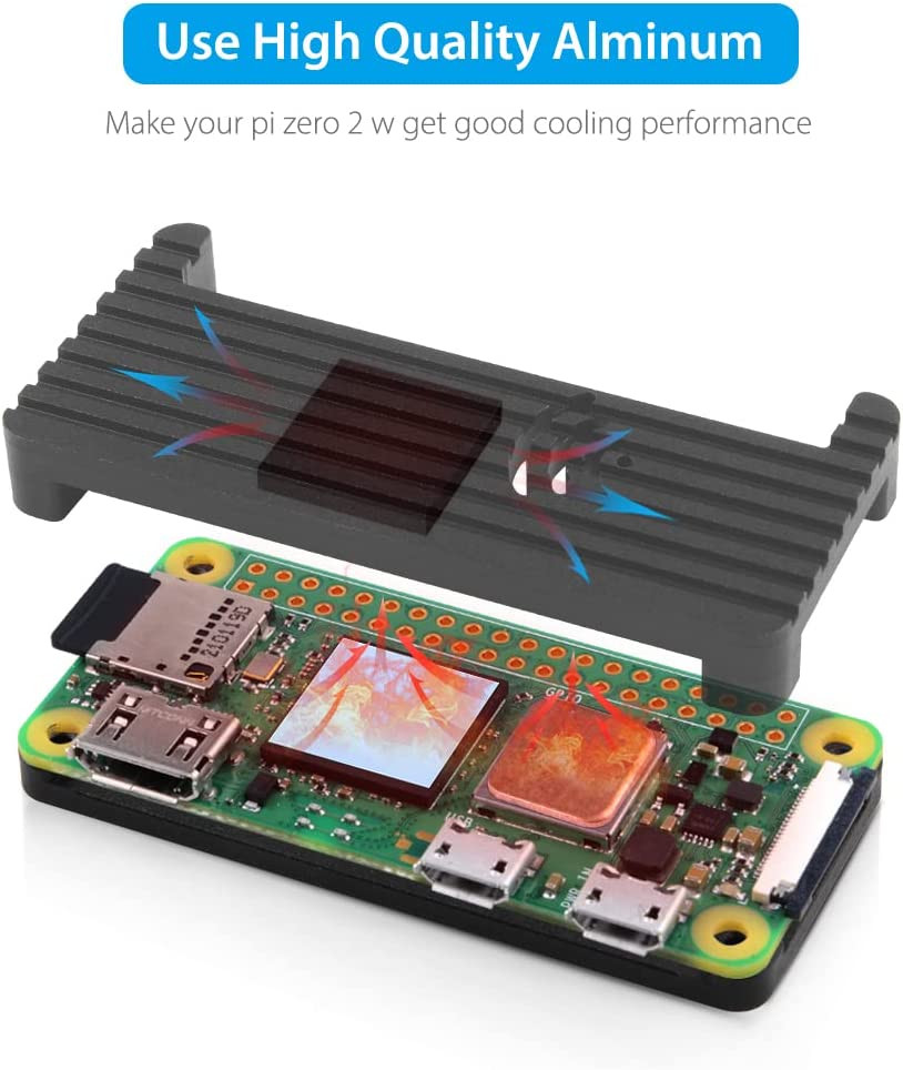 Case for Raspberry Pi Zero 2 W Case/Zero W, with Aluminum Case,20Pin GPIO Header