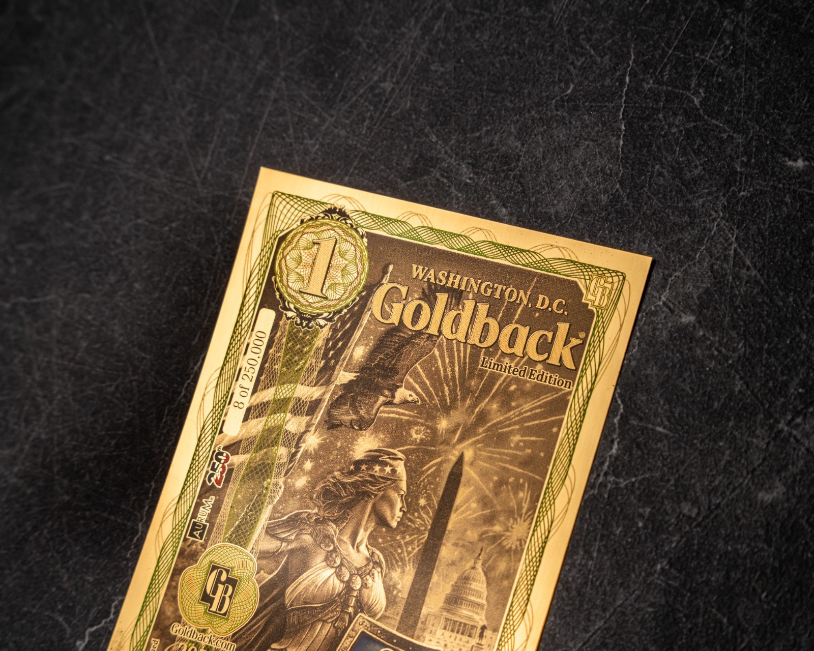 2X 1 WASHINGTON DC Goldback Aurum Gold Foil Note 1/1000 oz 24kt .999 Fine GOLD