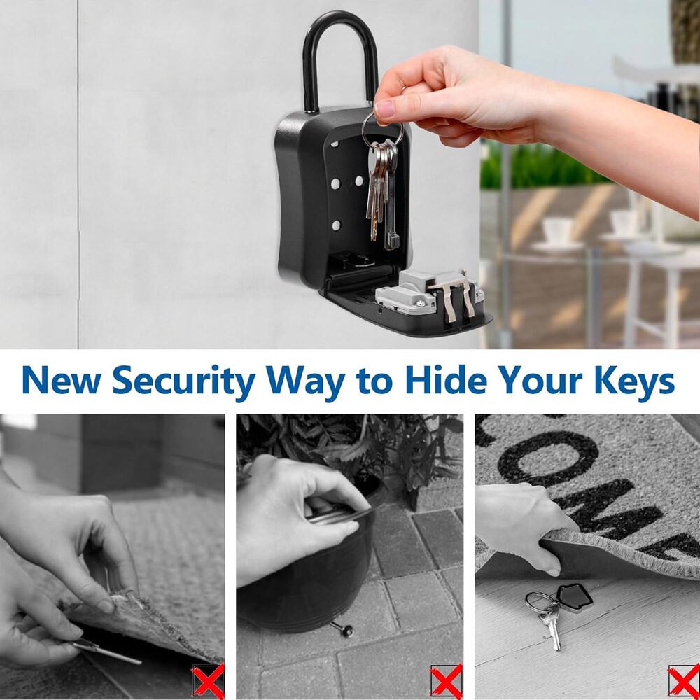 Lockbox Key Lock Box For Outside-Combination House Key-Portable-Wall Mounted.