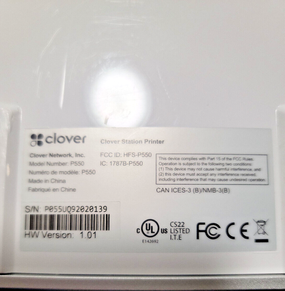 Clover Station P550 Printer ~ Cable Included