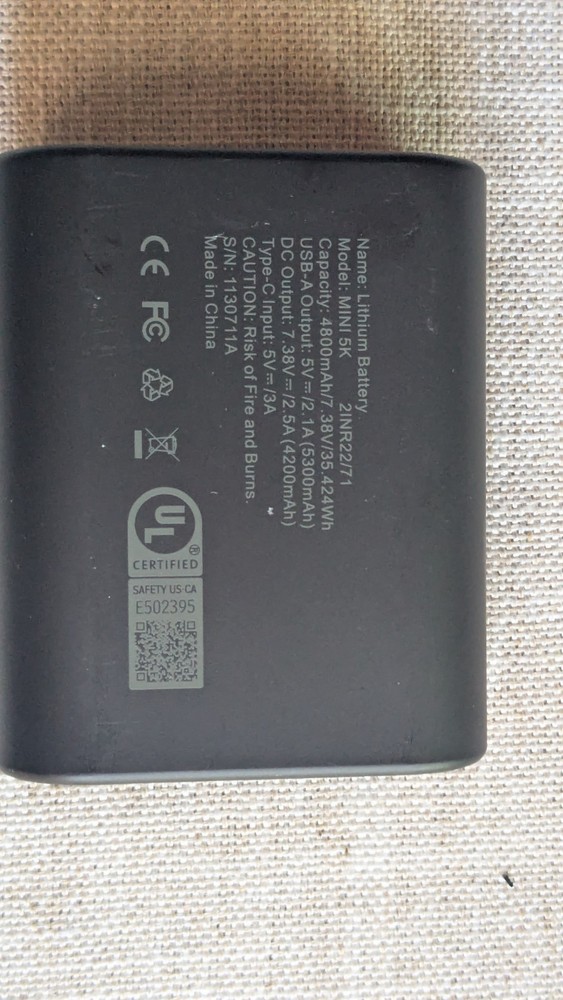 ORORO Mini 5K Heated Apparel Battery Pack + Charging Cable
