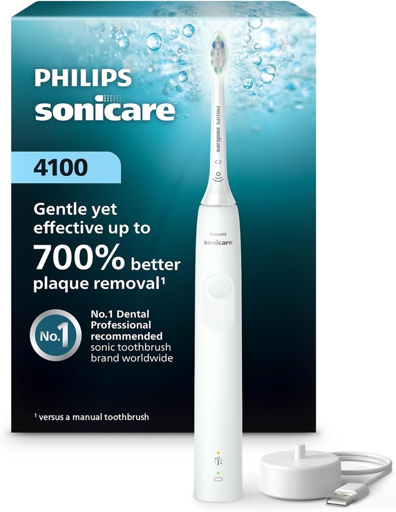 Sonicare 4100 Electric Toothbrush – Gentle Cleaning with Pressure Sensor & Timer