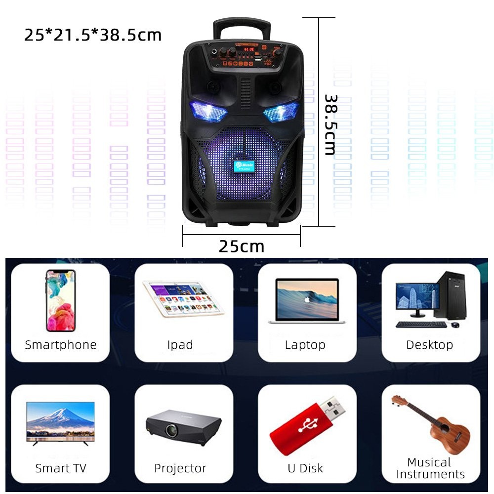 Portable Bluetooth Speaker Subwoofer Remote Control Built-in Micr Rechargeable