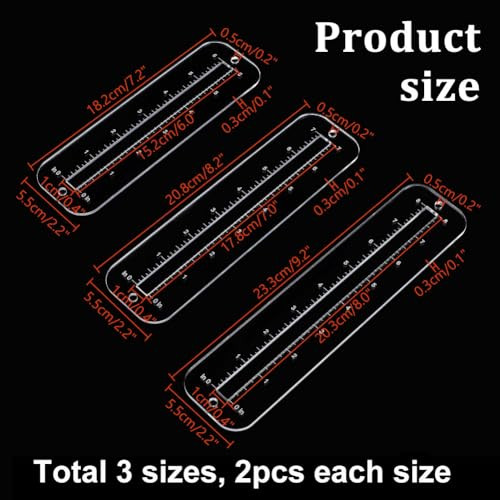 6pcs 3 Sizes Zipper Making Templates, Clear Zipper Template Patchwork Ruler