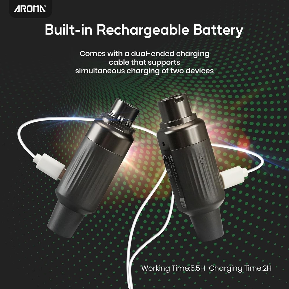 Wireless XLR Transmitter Receiver, UHF Wireless Microphone Audio System for Dyna