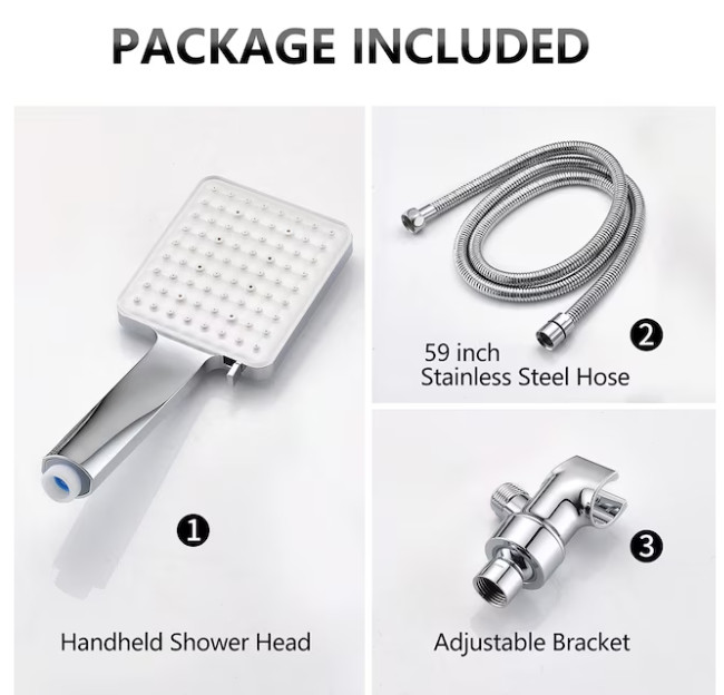 EQLOO 6‑Function High Pressure Handheld Shower Head Chrome w/ 59" Hose