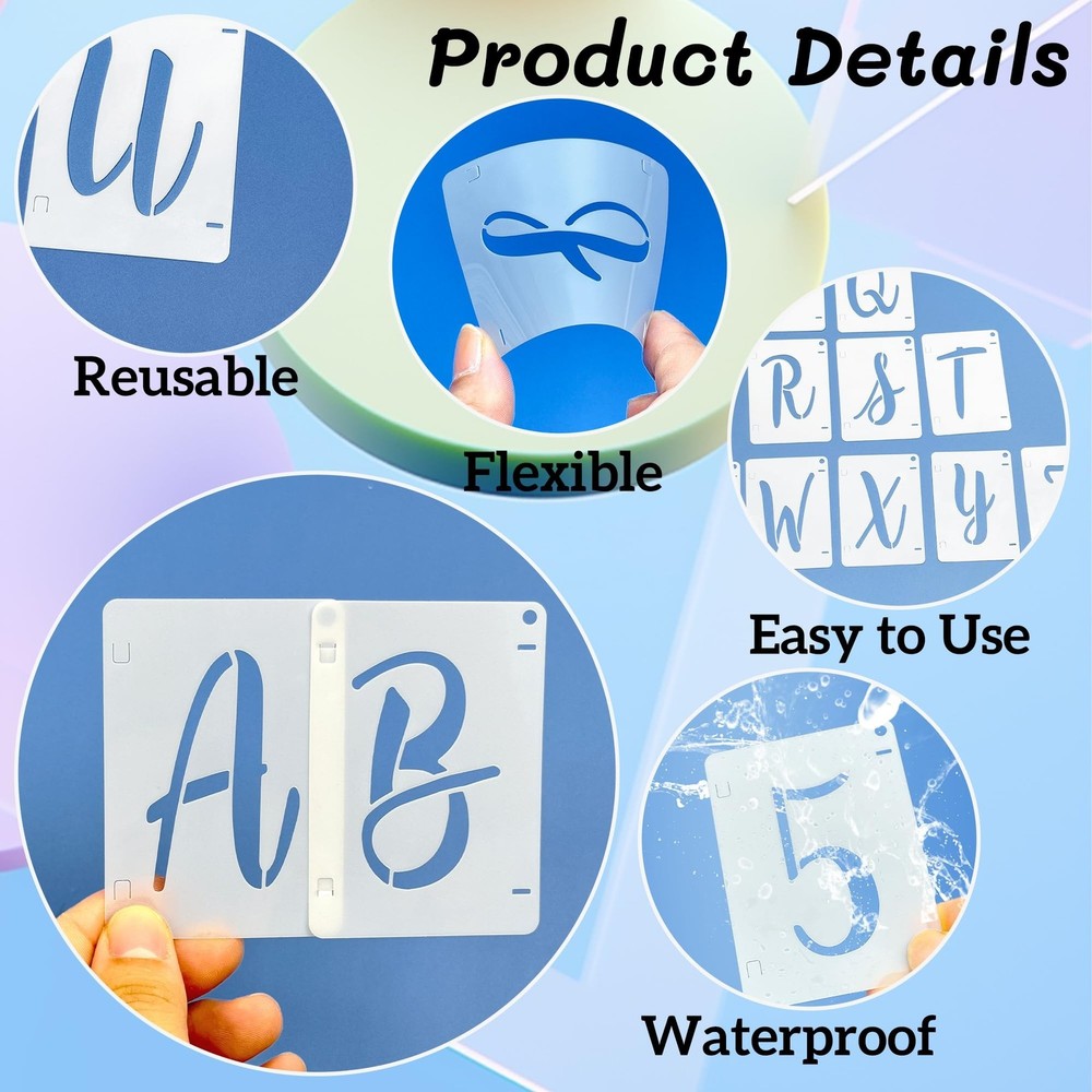 Letter Stencils Interlocking Stencil Kit Reusable Boutique Calligraphy Stenci...
