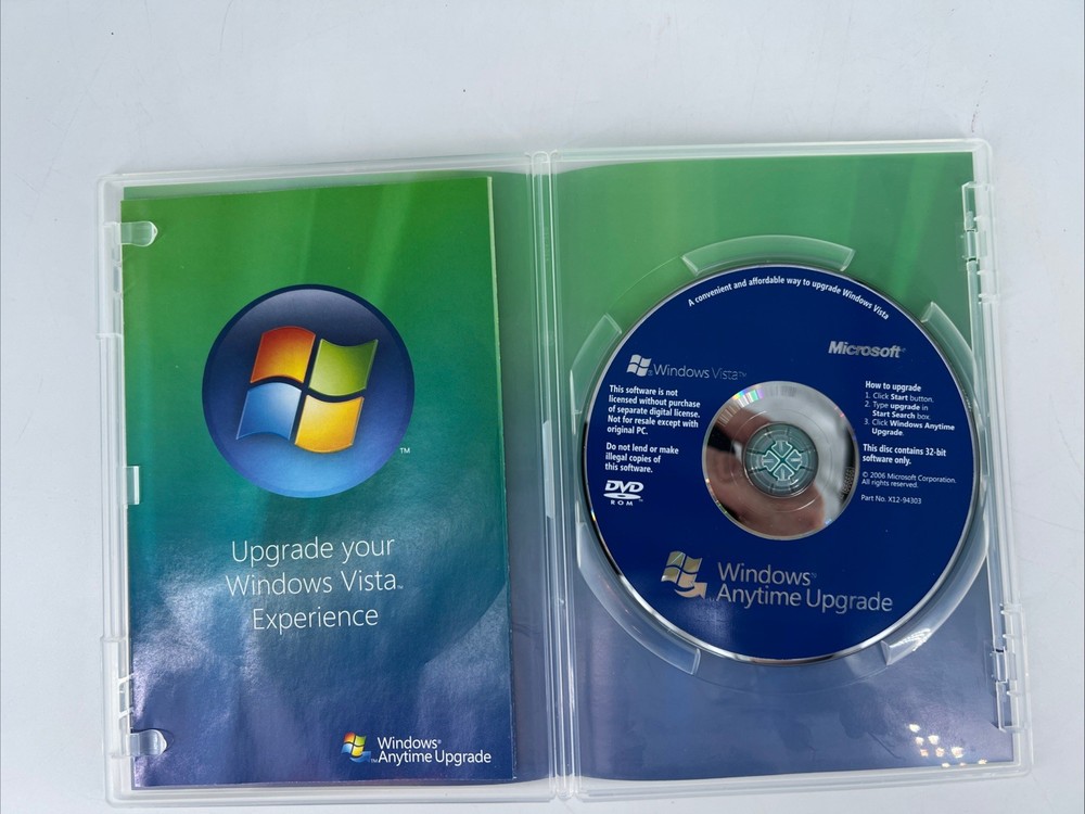 Microsoft Windows Vista Experience Anytime Upgrade Disc 32 Bit DVD