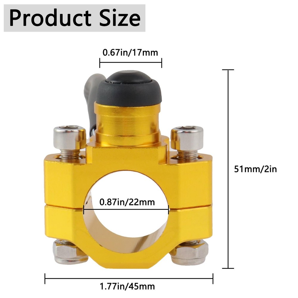 TXRXIZ Universal Motorcycle Engine Stop Start Kill Switch Gold(Black Button)