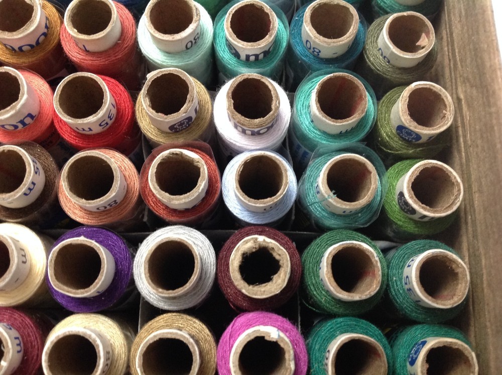 Coats Polyester Sewing Thread Box of 100 Unique Colored Tubes Poly Spun