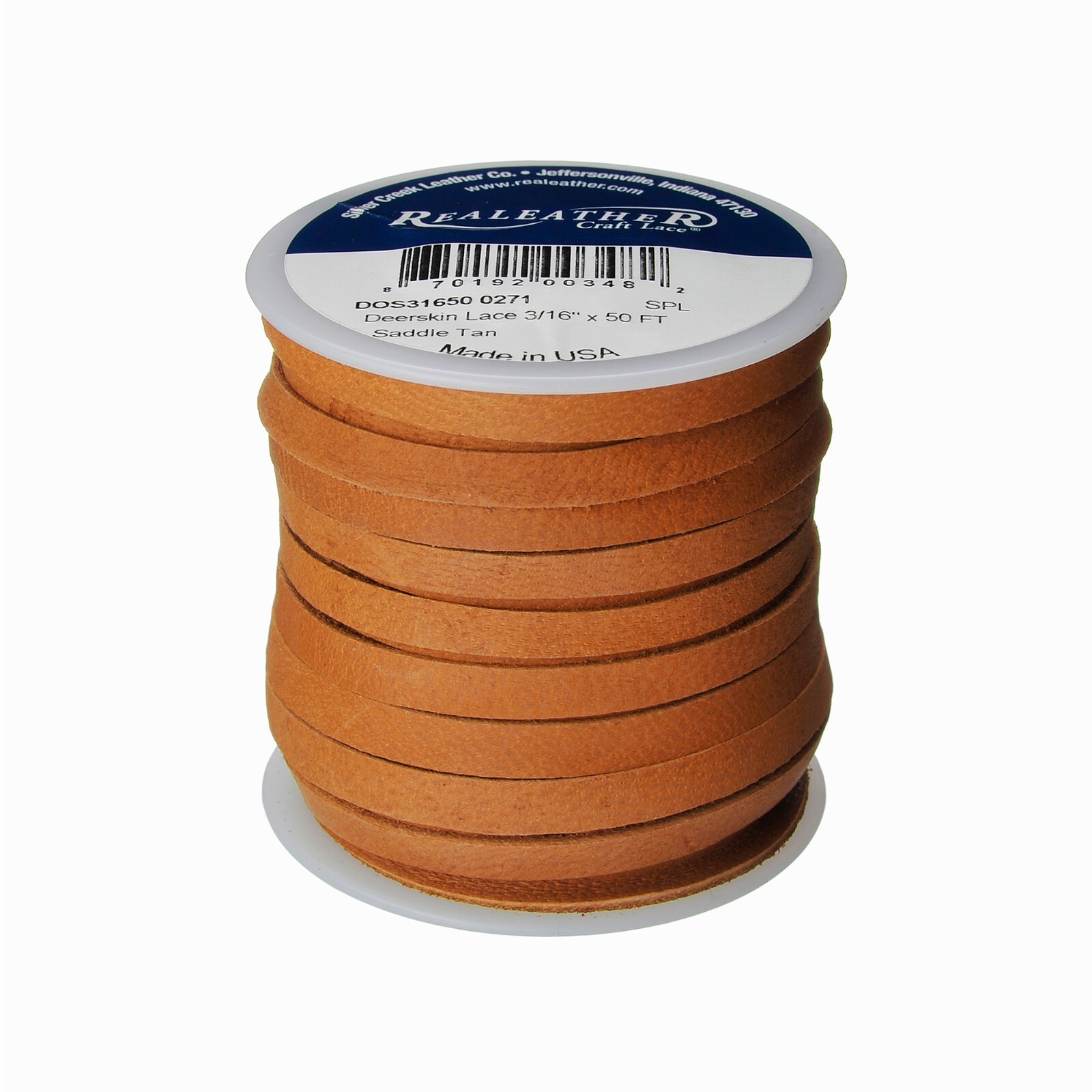 Deerskin Lace Spool 3/16" x 50 ft Saddle Tan -Craft Jewelry Garment Leather Lace