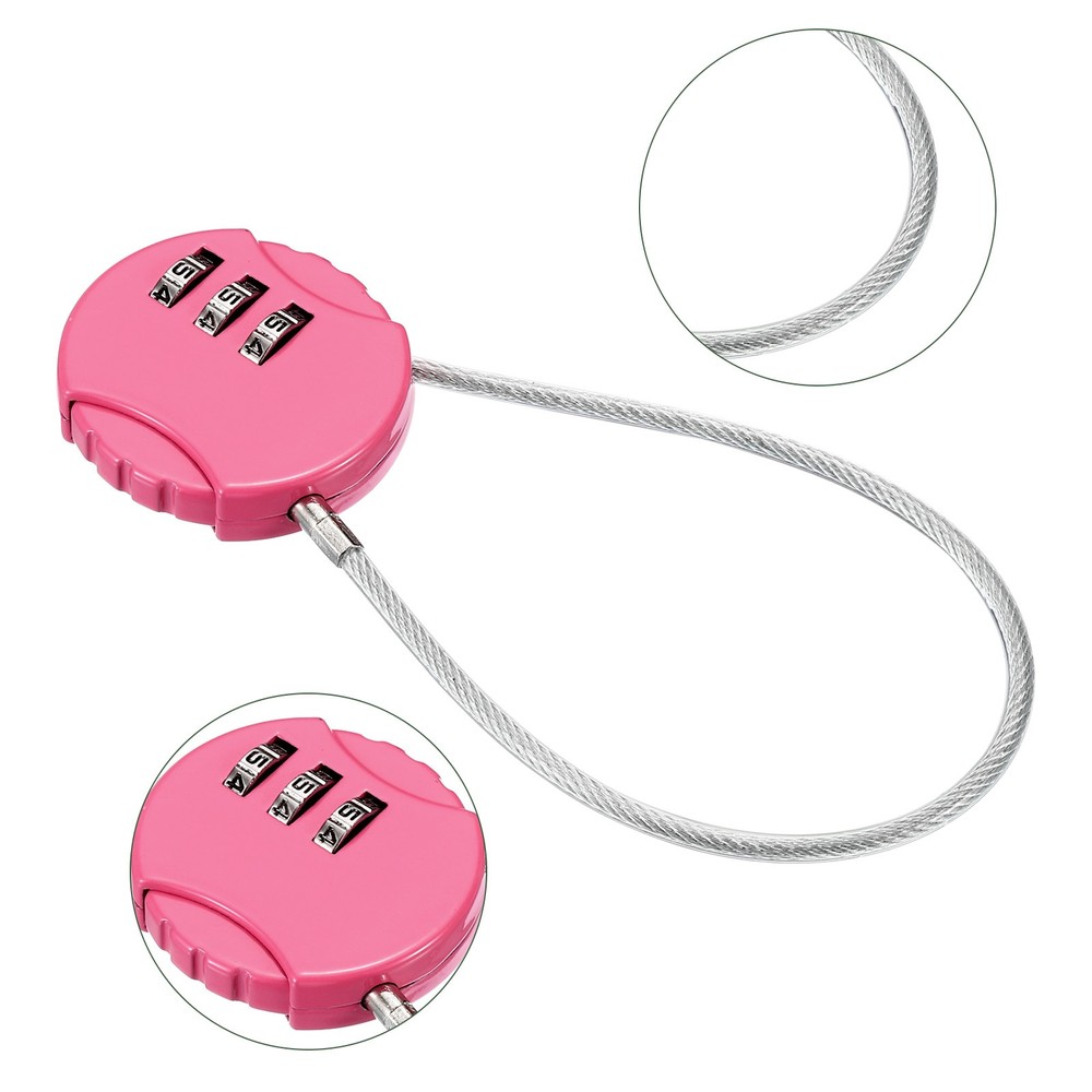 1Pc Small Combination Locks, 3 Digit Baggage Padlocks(Pink, 7.8-Inch)