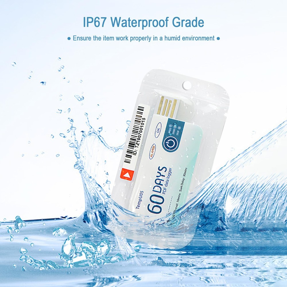 Temperature Data Logger USB Single Use Temp Recorder 10 Packs with PDF Report...