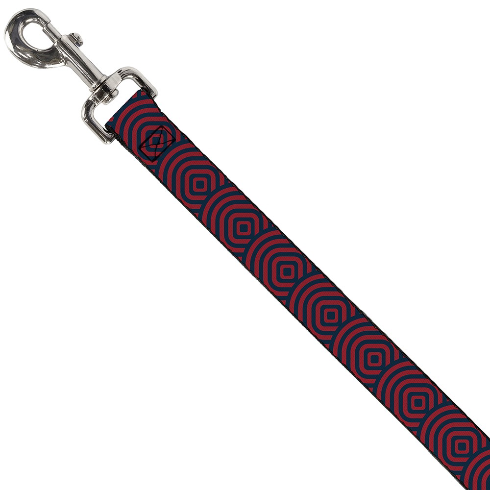 Dog Leash Square Target Red/Navy NARROW 0.5"