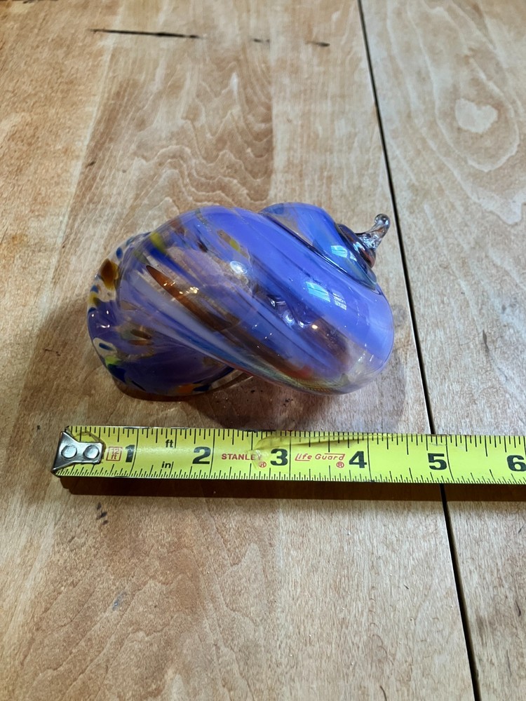 hand blown glass hermit crab shell 5" long with 2" opening