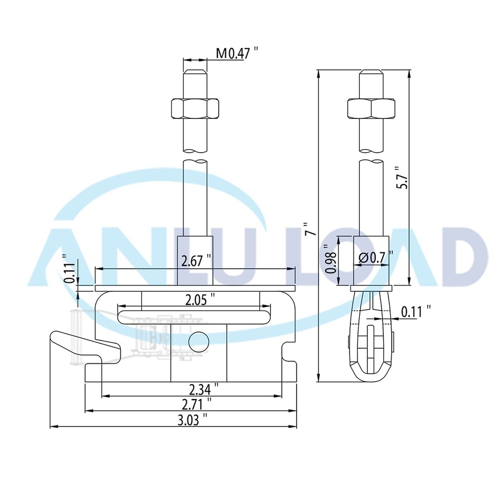 Anluload E Track Spare Tire Mounte Track Accessories For Flatbed Enclosed Traile