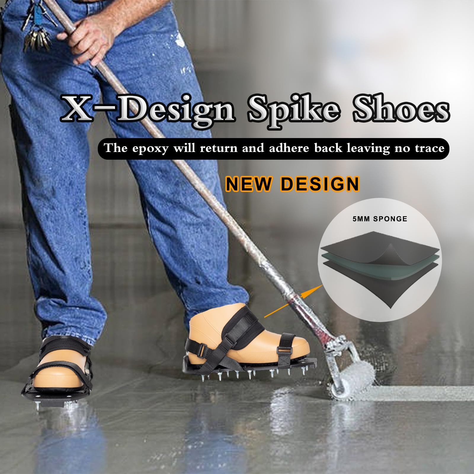 Epoxy Floor Spiked Shoes with 1" Short Spikes â€“ Adjustable Nylon Straps, X-Sh