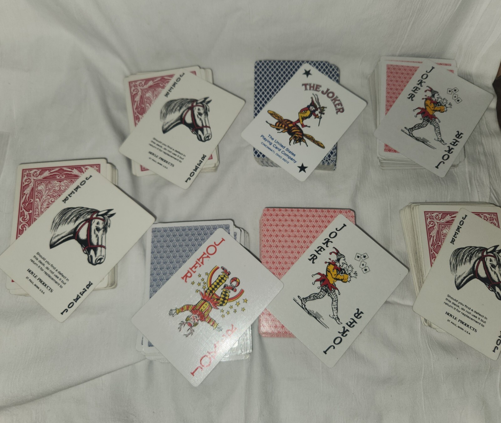 7 Complete Decks Playing Cards Mixed Lot Poker Cards Bee Hoyle US