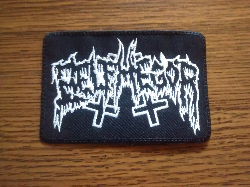 BELPHEGOR,SEW ON WHITE EMBROIDERED PATCH