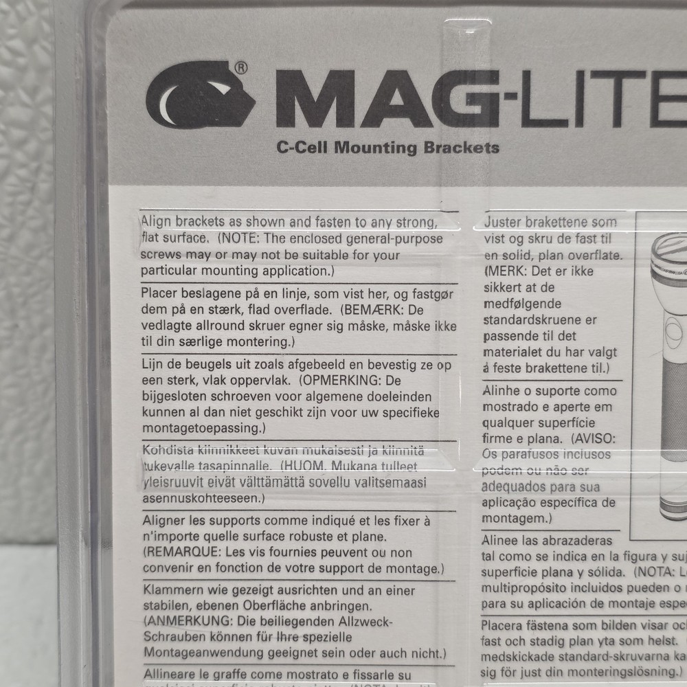 Maglite Black Universal Mounting Brackets for C-Cell Flashlight