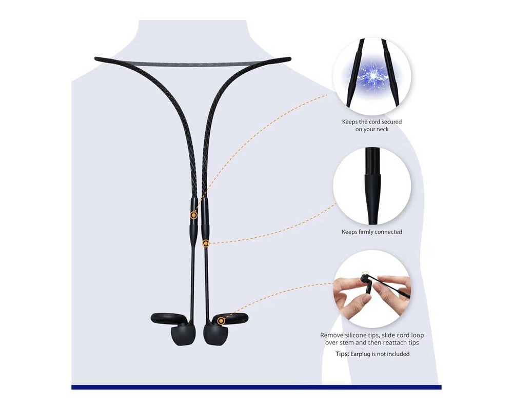 Earplug Lanyard, Magnetic Connector Cord Compatible with Loop Ear